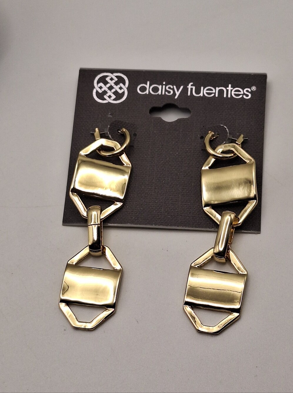 Daisy Fuentes Gold Tone Geometric Link Statement Drop Earrings